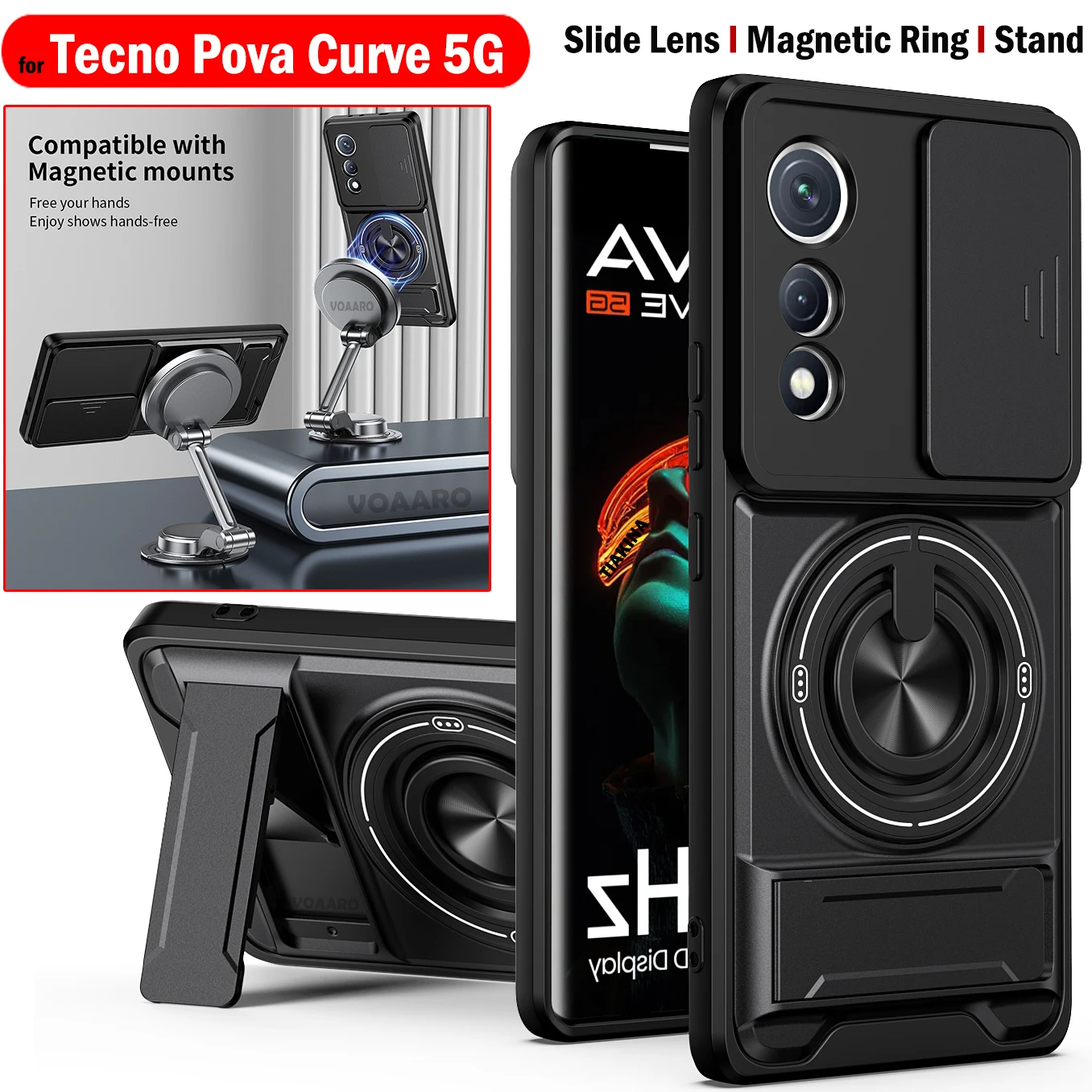 Чехол-слайдер с защитой камеры для Tecno Pova Curve 5G, с магнитным кольцом-держателем, противоударный, с подставкой
Чехол-слайдер с защитой камеры для Tecno Pova Curve 5G, с магнитным кольцом-держателем, противоударный, с подставкой