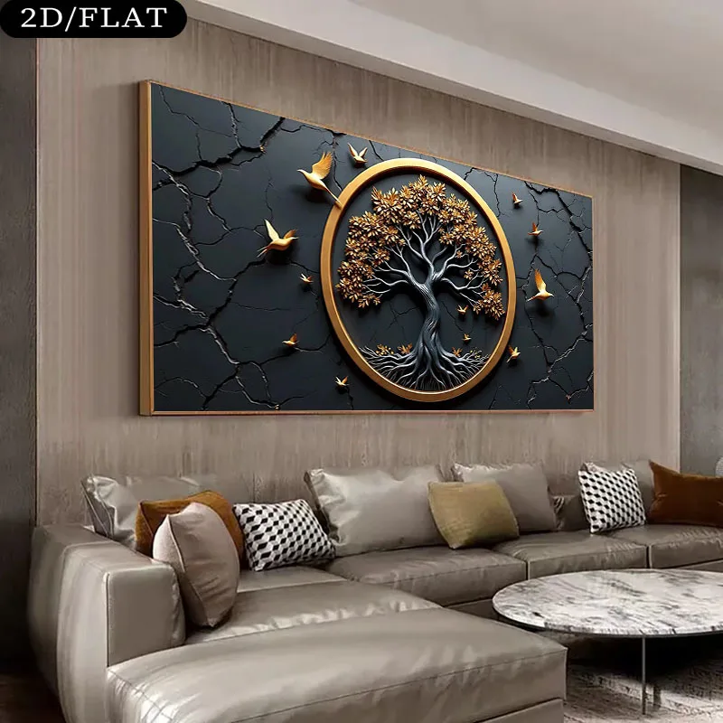2D/Flat Modern Realistic Tree of Life & Golden Birds Canvas Wall Art - Frameless Cracked Canvas Prints for Living Room Decortion
2D/Flat Modern Realistic Tree of Life & Golden Birds Canvas Wall Art - Frameless Cracked Canvas Prints for Living Room Decortion