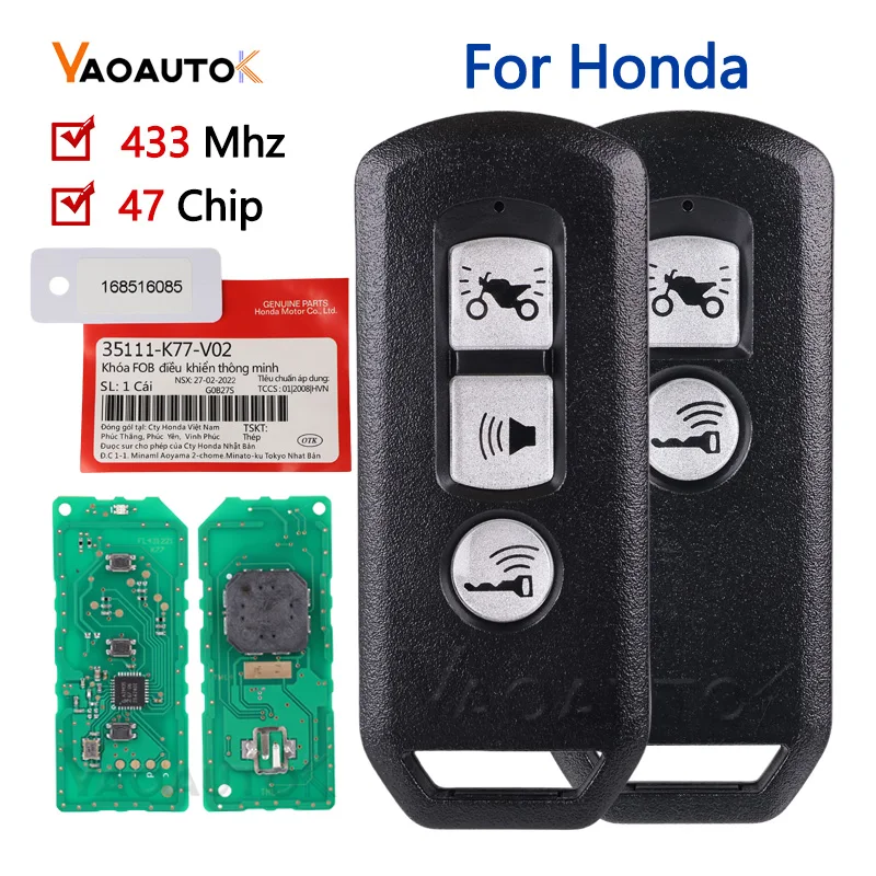 Car Remote Control Key For Honda Motorcycle Scooter K01 K77 K96 K97 K35V3 ADV SH 150 Forza 300 PCX150 433MHz ID47 Chip Key Fob
Car Remote Control Key For Honda Motorcycle Scooter K01 K77 K96 K97 K35V3 ADV SH 150 Forza 300 PCX150 433MHz ID47 Chip Key Fob