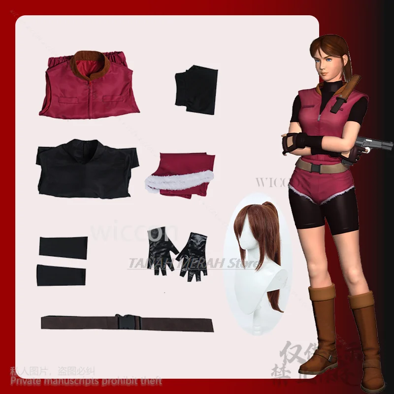 Игра Re2 1988, костюм Клер Редфилд, комбинезон, красная униформа, шорты, парики для Хэллоуина, ролевая игра ужасов, Рождество, Cos
Игра Re2 1988, костюм Клер Редфилд, комбинезон, красная униформа, шорты, парики для Хэллоуина, ролевая игра ужасов, Рождество, Cos