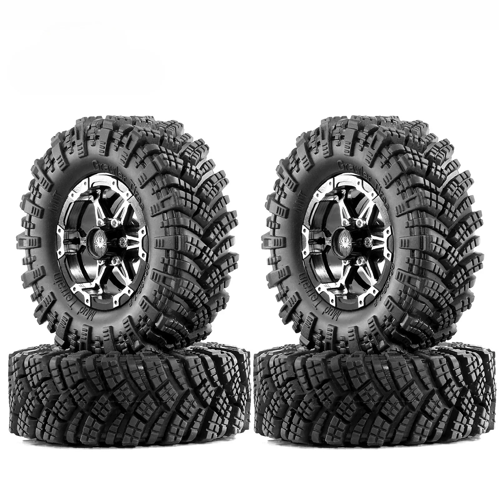 4pcs Metal Alloy 1.9 inch Beadlock Wheel Rims 98mm OD Rubber Tires for Axial Wraith TRX-4 1/10 RC Crawler Model Car Parts
4pcs Metal Alloy 1.9 inch Beadlock Wheel Rims 98mm OD Rubber Tires for Axial Wraith TRX-4 1/10 RC Crawler Model Car Parts