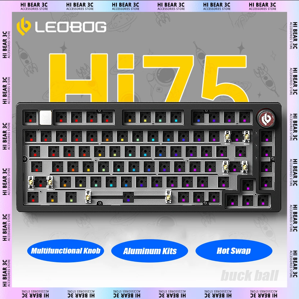 LEOBOG Hi75 Mechanical Keyboard Aluminum Kits Multifunctional Knob Hot Swap Gaming Keyboard RGB Gasket Customized Gamer Office
LEOBOG Hi75 Mechanical Keyboard Aluminum Kits Multifunctional Knob Hot Swap Gaming Keyboard RGB Gasket Customized Gamer Office