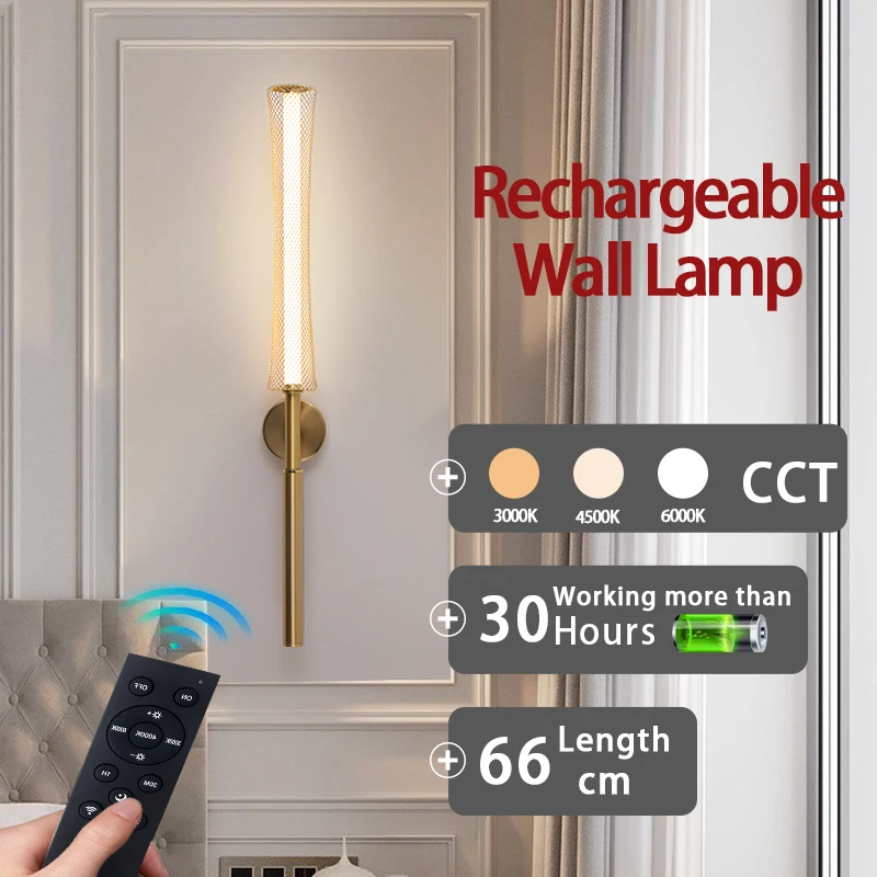 Battery Wall Lamp Black Gold 66cm Rechargeable Cordless LED Wall Lamp Remote Dimming Modern Bedroom Decor Lighting Wiring Free
Battery Wall Lamp Black Gold 66cm Rechargeable Cordless LED Wall Lamp Remote Dimming Modern Bedroom Decor Lighting Wiring Free