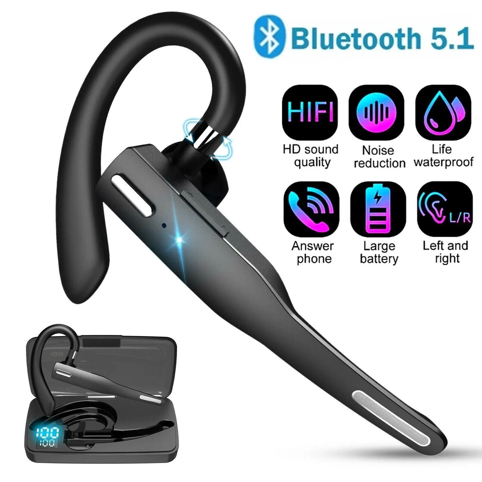 Trucker Wireless Headset Bluetooth 5.1 Earpiece Dual Mic Earbud Noise Cancelling
Trucker Wireless Headset Bluetooth 5.1 Earpiece Dual Mic Earbud Noise Cancelling