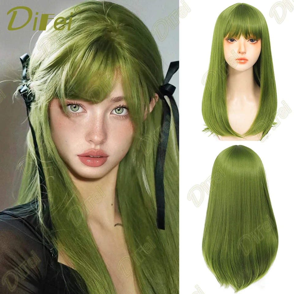DIFEI Green Long Straight Hair Synthetic Wig For Patrick's Day Long Straight Hair With Bangs Heat-resistant Synthetic Fiber Wig
DIFEI Green Long Straight Hair Synthetic Wig For Patrick's Day Long Straight Hair With Bangs Heat-resistant Synthetic Fiber Wig