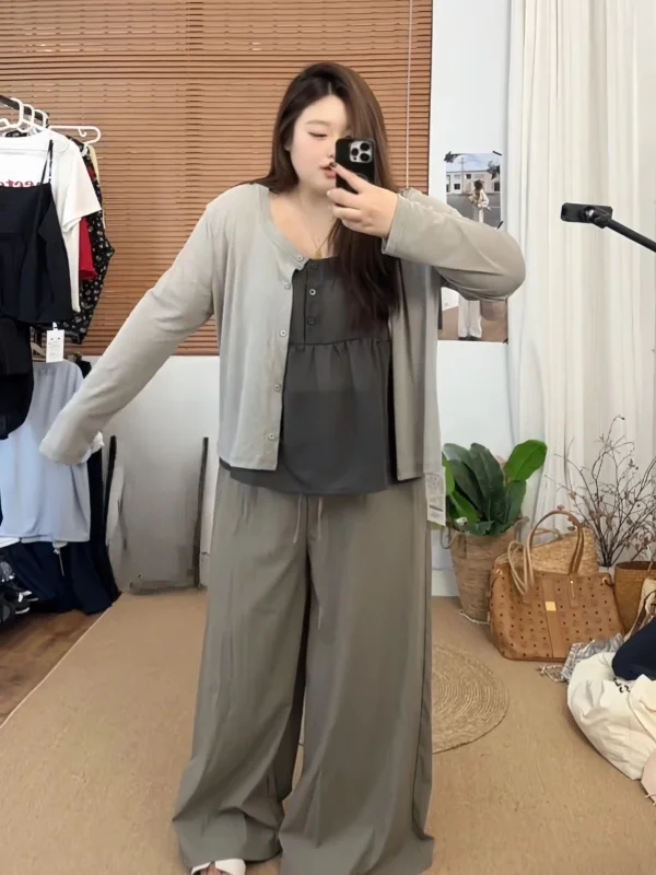 plus Size Korean Sle Casual Lazy Thin Sun Protection Long Sve Open Cardigan Inner Wear Strap Faionable Set for Women
plus Size Korean Sle Casual Lazy Thin Sun Protection Long Sve Open Cardigan Inner Wear Strap Faionable Set for Women