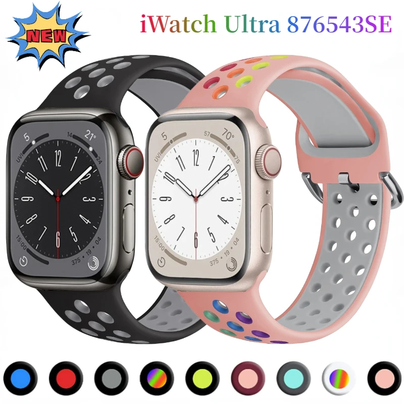 Silicone Strap for Apple Watch Ultra/2 49mm Bracelet Wristband for 10 9 8 7 46mm 45mm 41mm 6 5 4 3 SE 44mm 40mm 3 42mm 38mm Belt
Silicone Strap for Apple Watch Ultra/2 49mm Bracelet Wristband for 10 9 8 7 46mm 45mm 41mm 6 5 4 3 SE 44mm 40mm 3 42mm 38mm Belt