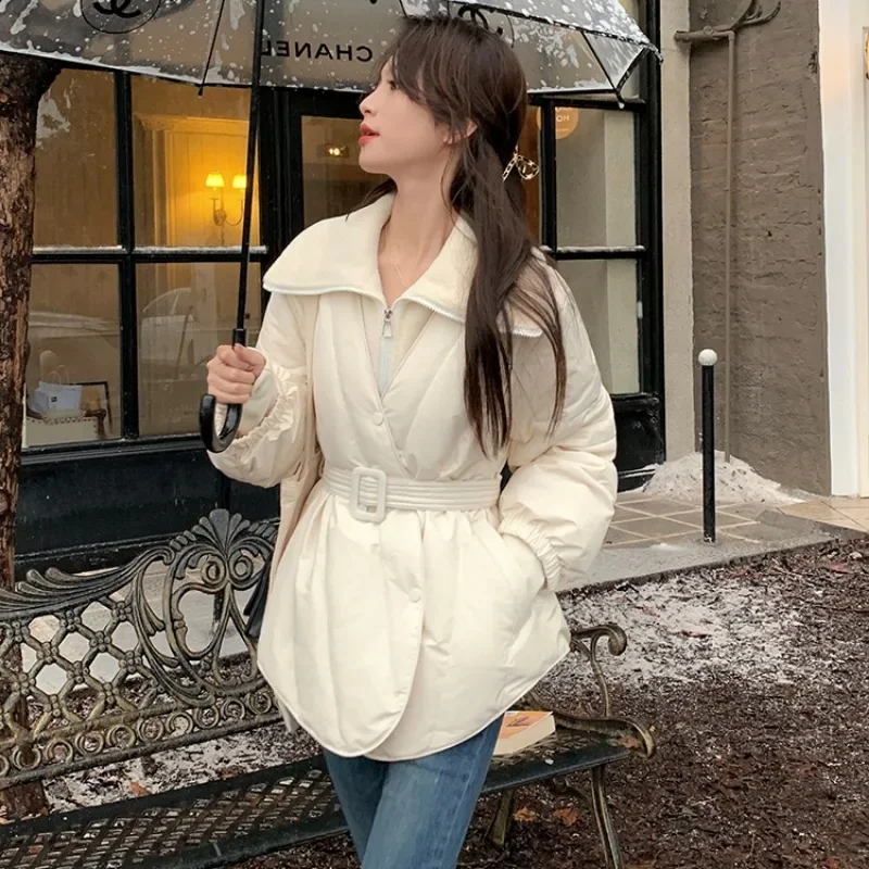 Sweet Hot Girl Casual Turn-down Collar Down Jacket Women's Winter Long-sleeved Zipper Belt Short Coat Fashion Female Clothes
Sweet Hot Girl Casual Turn-down Collar Down Jacket Women's Winter Long-sleeved Zipper Belt Short Coat Fashion Female Clothes