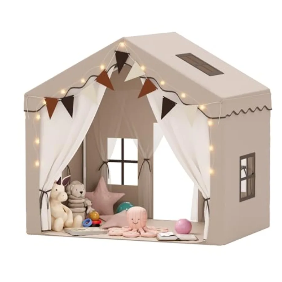 Tent Indoor Outdoor Playhouse 2 in 1 with Lights and Mat Beige 54 x 36.5 x 51 Large Play Tent 2 Doors 5 Windows
Tent Indoor Outdoor Playhouse 2 in 1 with Lights and Mat Beige 54 x 36.5 x 51 Large Play Tent 2 Doors 5 Windows