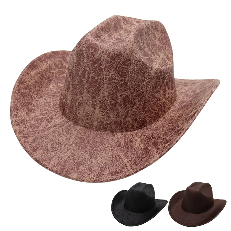 Vintage Distressed Western Felt Cowboy Hat Curved Brim Jazz Fedora for Men Women Retro Style Costume Hat for Performance & Party
Vintage Distressed Western Felt Cowboy Hat Curved Brim Jazz Fedora for Men Women Retro Style Costume Hat for Performance & Party