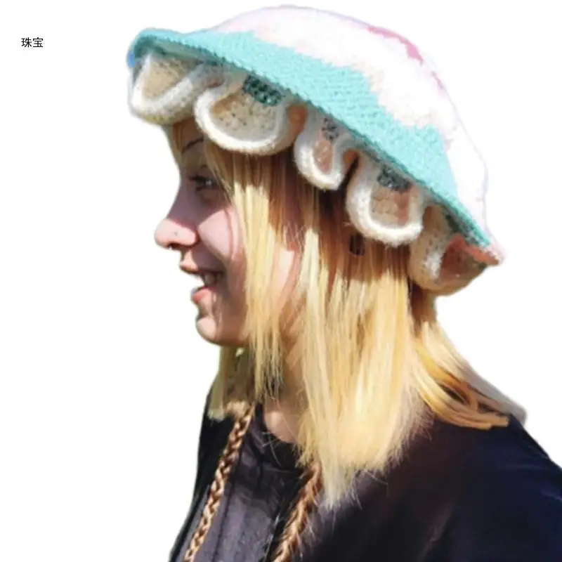X5QE Soft Warm Bucket Hat Cool Girl Handcrochet Hat for Autumn Spring Mushroom Hat
X5QE Soft Warm Bucket Hat Cool Girl Handcrochet Hat for Autumn Spring Mushroom Hat