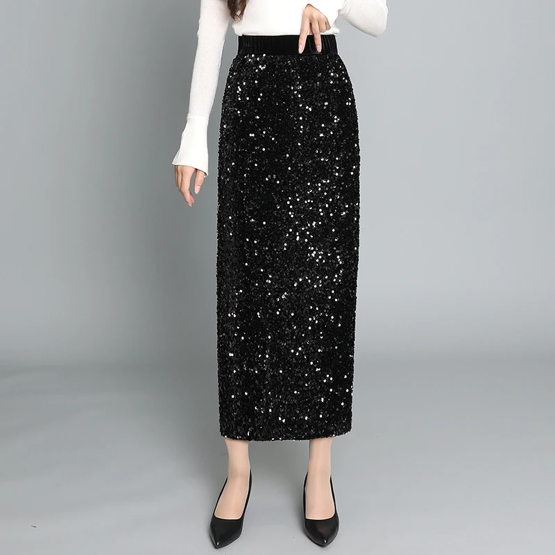 Velvet Sequin f Skirt Women's Bla Skirt Heavy Work Beads High-End Slimming plus Size Wrap Long One-Step Skirt
Velvet Sequin f Skirt Women's Bla Skirt Heavy Work Beads High-End Slimming plus Size Wrap Long One-Step Skirt