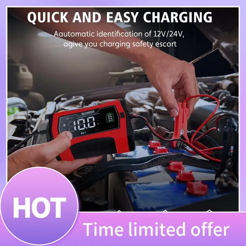 B68A 10A Automatic Charging For Lithium Lifepo4 GEL Lead-Acid Batteries 12V 24V Motorcycle Charger Car Battery Charger
B68A 10A Automatic Charging For Lithium Lifepo4 GEL Lead-Acid Batteries 12V 24V Motorcycle Charger Car Battery Charger