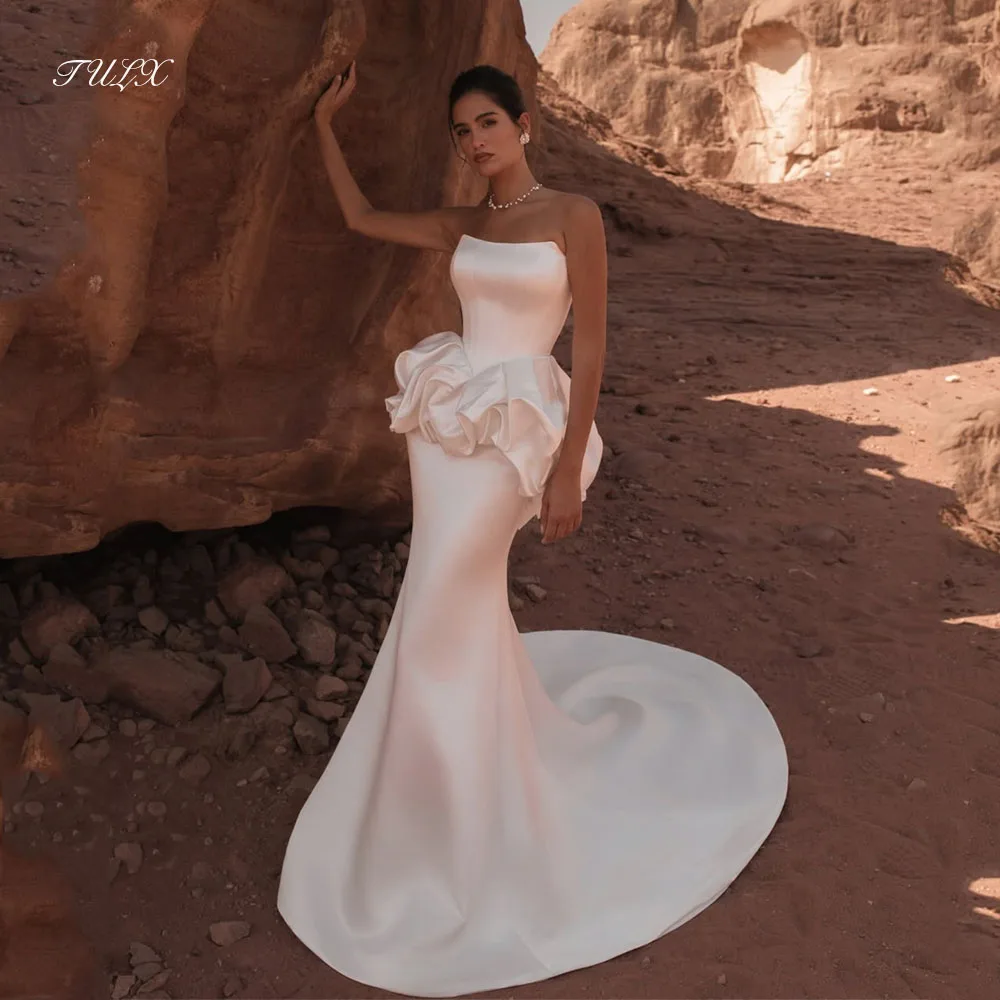 TULX Modern Mermaid Lace Long Sleeves Wedding Dresses Women 2026 Pleat High Collar Ivory Satin Vestidos De Novia Customized 2026
TULX Modern Mermaid Lace Long Sleeves Wedding Dresses Women 2026 Pleat High Collar Ivory Satin Vestidos De Novia Customized 2026