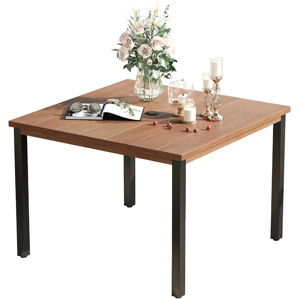 40.2" Square Patio Dining Table for 4, Outdoor Table with Umbrella Hole, All Weather Metal Patio Table for Lawn Garden, Walnut
40.2" Square Patio Dining Table for 4, Outdoor Table with Umbrella Hole, All Weather Metal Patio Table for Lawn Garden, Walnut