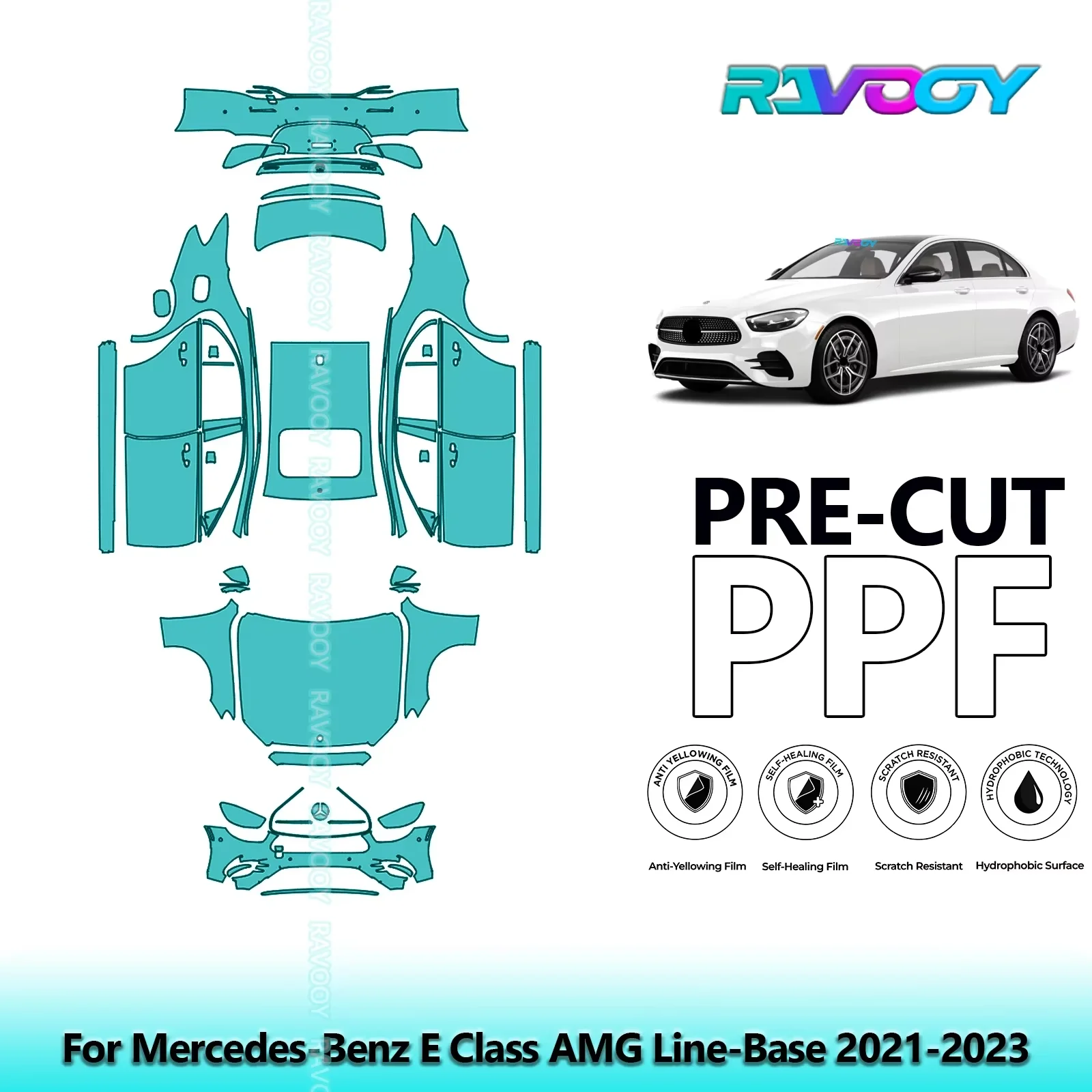 Full Vehicle Clear Bra Precut PPF Paint Protection Film For Mercedes-Benz E Class AMG Line-Base 2021-2023
Full Vehicle Clear Bra Precut PPF Paint Protection Film For Mercedes-Benz E Class AMG Line-Base 2021-2023