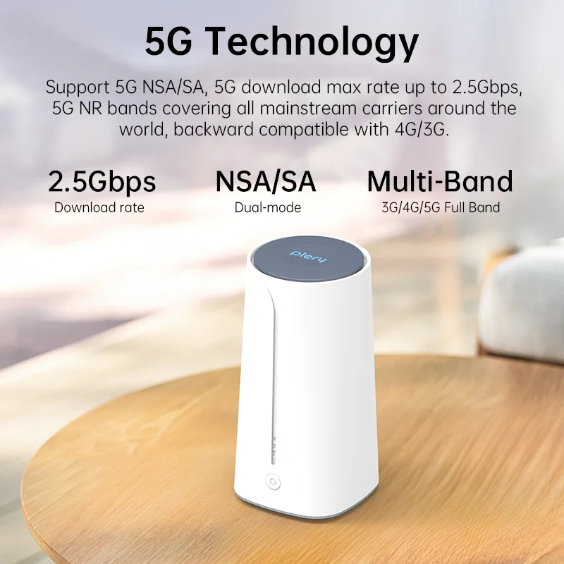 Plery 5g Router 3000Mbps Indoor CPE Router 5G LTE Router WiFi 6 MESH Routers NSA+SA 8×3 dBi Antenna 2.5Gbps WAN EU Plug 4×4 MIMO
Plery 5g Router 3000Mbps Indoor CPE Router 5G LTE Router WiFi 6 MESH Routers NSA+SA 8×3 dBi Antenna 2.5Gbps WAN EU Plug 4×4 MIMO