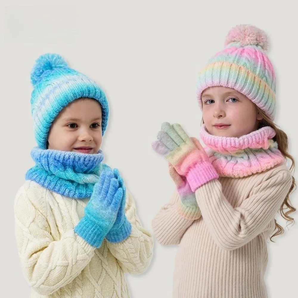 Gradient Color Baby Hat Scarf Gloves Set Cute Pompom Thickened Toddler Knitted Hat Keep Warm with Velvet Kids Hat Set Kids
Gradient Color Baby Hat Scarf Gloves Set Cute Pompom Thickened Toddler Knitted Hat Keep Warm with Velvet Kids Hat Set Kids