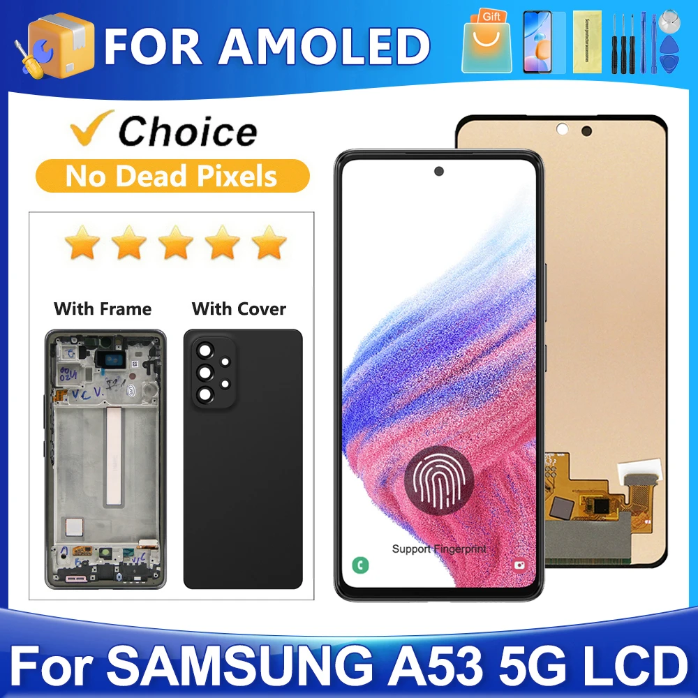 6,5 ''для Samsung A53 5G для AMOLED A536 A536B A536U A536E A536V ЖК-дисплей с дигитайзером сенсорного экрана в сборе, замена
6,5 ''для Samsung A53 5G для AMOLED A536 A536B A536U A536E A536V ЖК-дисплей с дигитайзером сенсорного экрана в сборе, замена