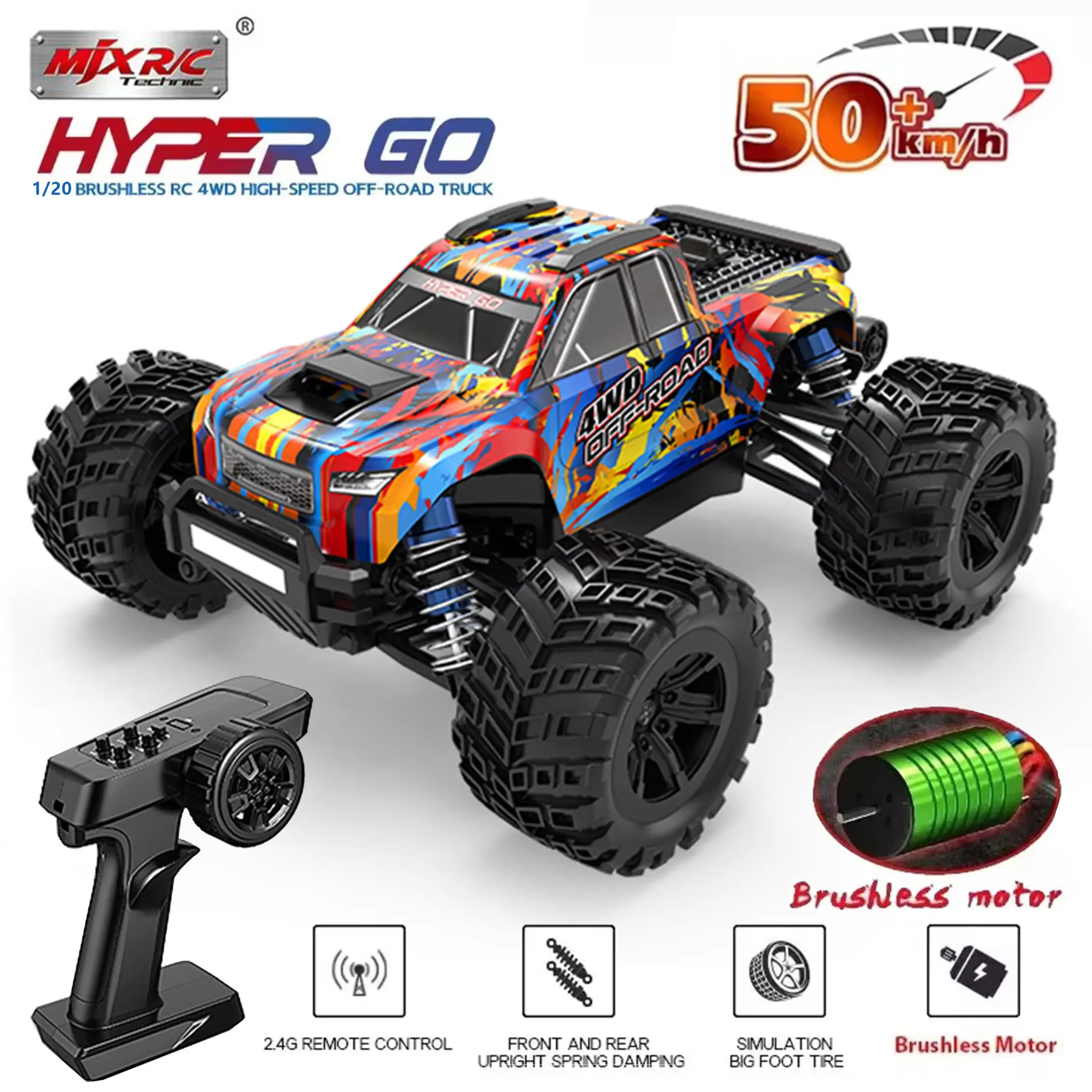 MJX Hyper Go 20208 1/20 4WD RC Car Brushless Professional RC Racing Car 2.4G 50KM/H High Speed Remote Control Cars OffRoad Truck
MJX Hyper Go 20208 1/20 4WD RC Car Brushless Professional RC Racing Car 2.4G 50KM/H High Speed Remote Control Cars OffRoad Truck
