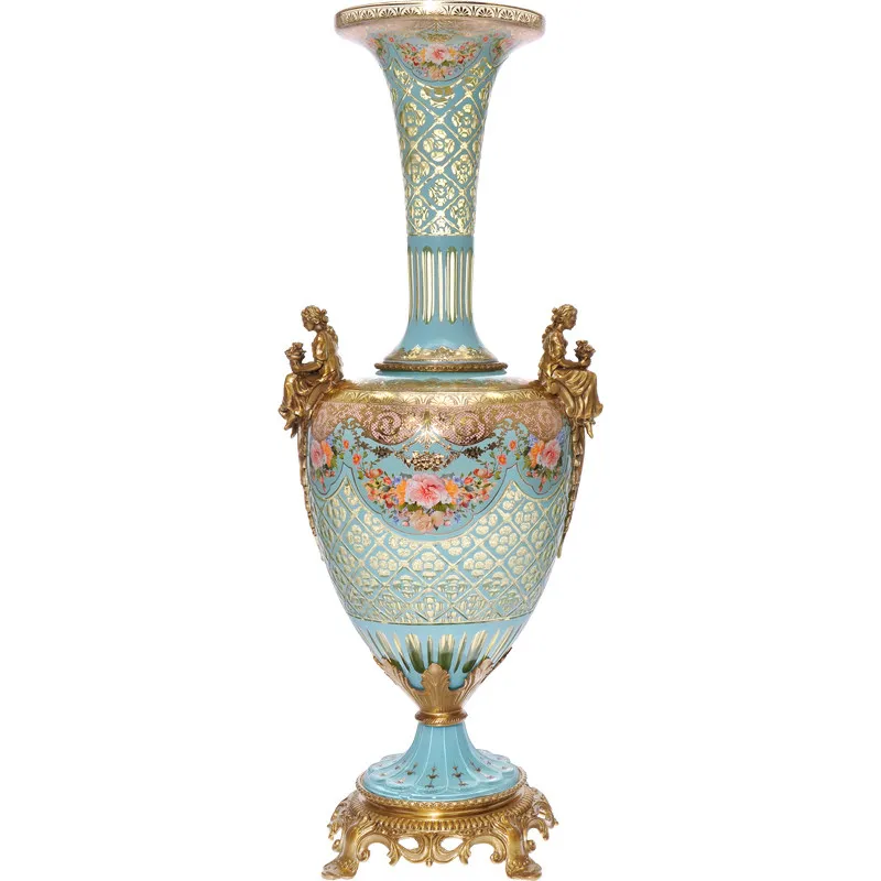 &c Color Glass Painted Carved Blue Small Mouth Copper Base European Vase High-end Home Decoration
&c Color Glass Painted Carved Blue Small Mouth Copper Base European Vase High-end Home Decoration