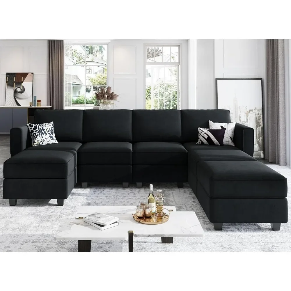 Couch Modular Sectional Sofa U Shaped Sectional Couch with Reversible Chaises Velvet Modular Sofa with Storage Seat Black Sofa
Couch Modular Sectional Sofa U Shaped Sectional Couch with Reversible Chaises Velvet Modular Sofa with Storage Seat Black Sofa