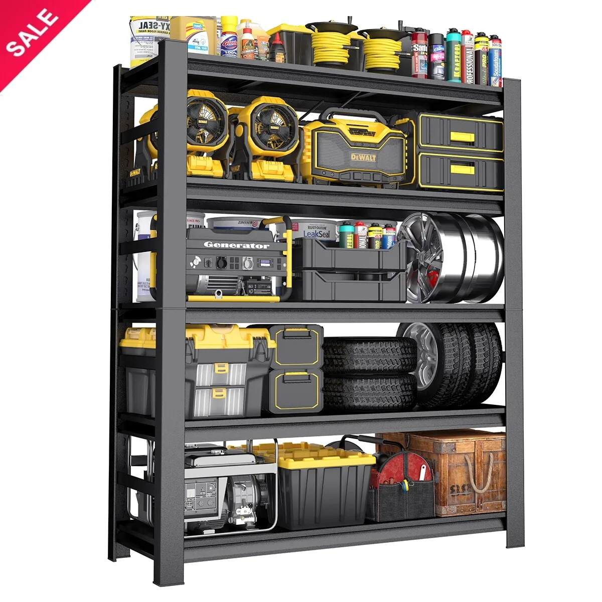 87 in Heavy-Duty Storage Rack 5-Tier Adjustable Metal Shelf for Garage Warehouse
87 in Heavy-Duty Storage Rack 5-Tier Adjustable Metal Shelf for Garage Warehouse