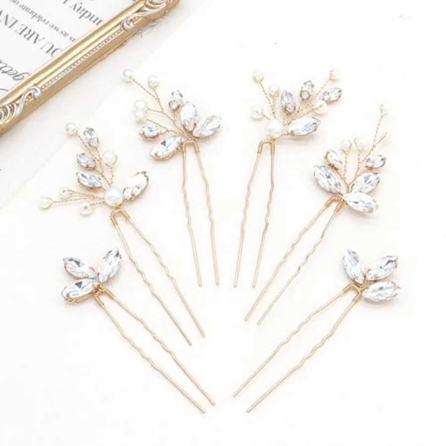 Oriamour 6 Pcs Rhinestone Wedding Hair Accessories Pearl Crystal Bobby Bridal Hair Clips Jewelry for Brides Bridesmaids Women G
Oriamour 6 Pcs Rhinestone Wedding Hair Accessories Pearl Crystal Bobby Bridal Hair Clips Jewelry for Brides Bridesmaids Women G