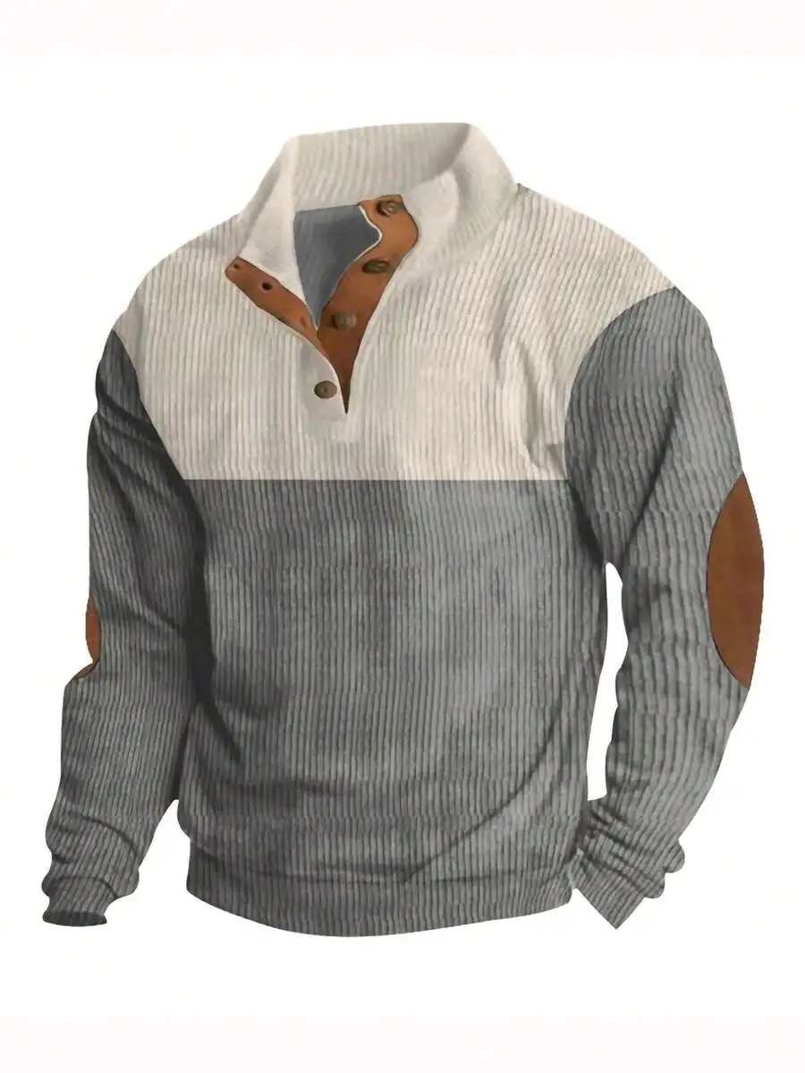 Men's Color-Block Corduroy Quarter-Zip Pullover Shirt for Fall
Men's Color-Block Corduroy Quarter-Zip Pullover Shirt for Fall