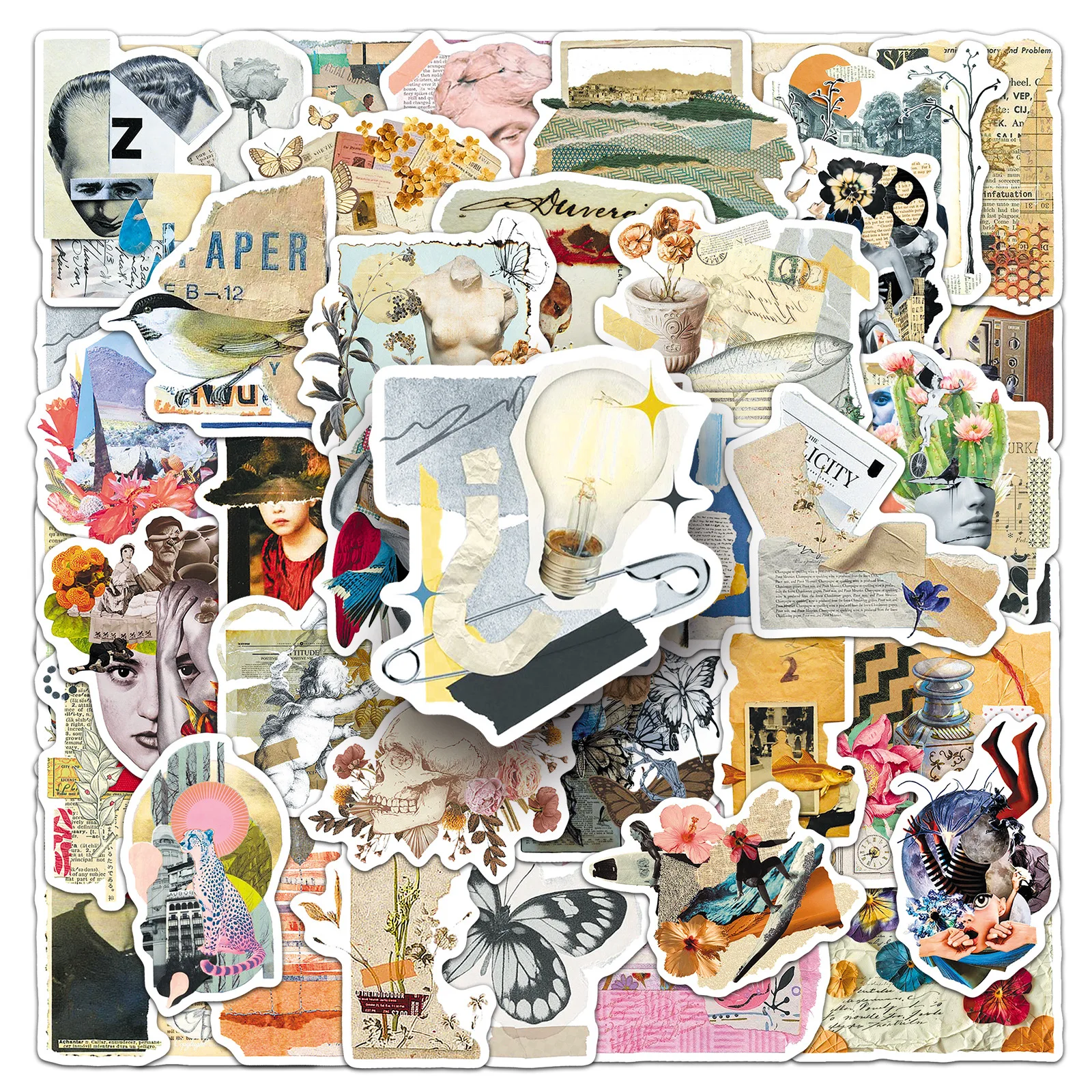 50 Pcs Newspaper Collage Stickers Vintage Torn Fragments Waterproof Decorate DIY Scrapbook Computer Scrapbook Skate Helmet Decal
50 Pcs Newspaper Collage Stickers Vintage Torn Fragments Waterproof Decorate DIY Scrapbook Computer Scrapbook Skate Helmet Decal