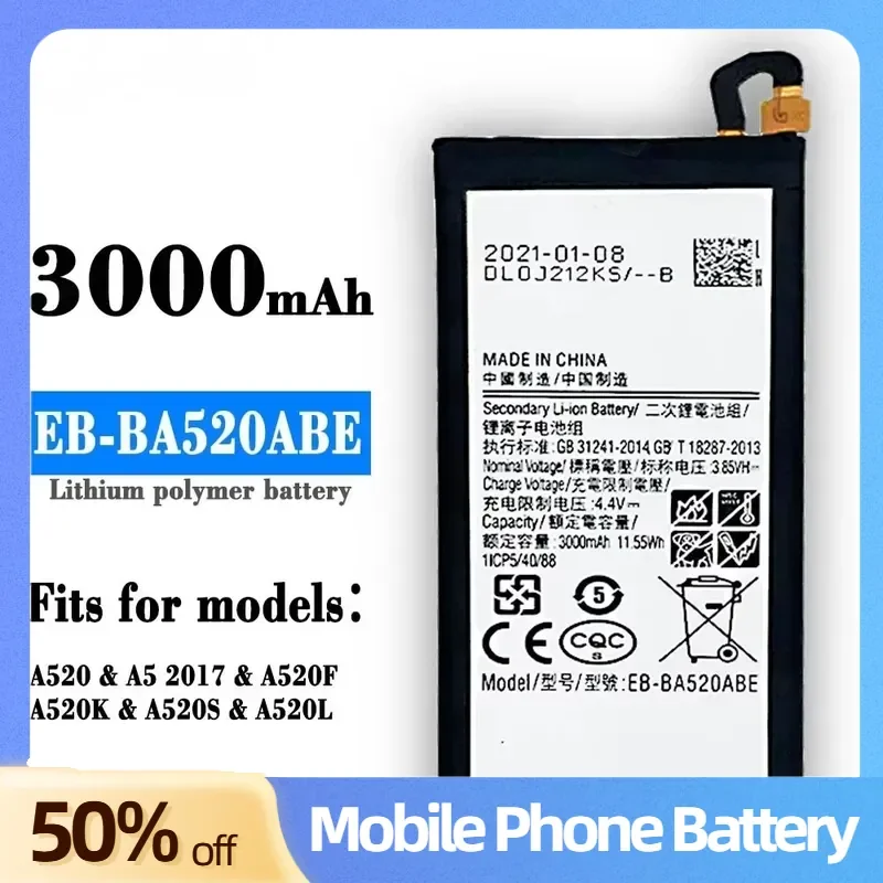 New EB-BA520ABE 3000mAh Battery For Samsung Galaxy A5 2017 Edition A520 SM-A520F A520K A520L A520S A520W/DS High Durable
New EB-BA520ABE 3000mAh Battery For Samsung Galaxy A5 2017 Edition A520 SM-A520F A520K A520L A520S A520W/DS High Durable