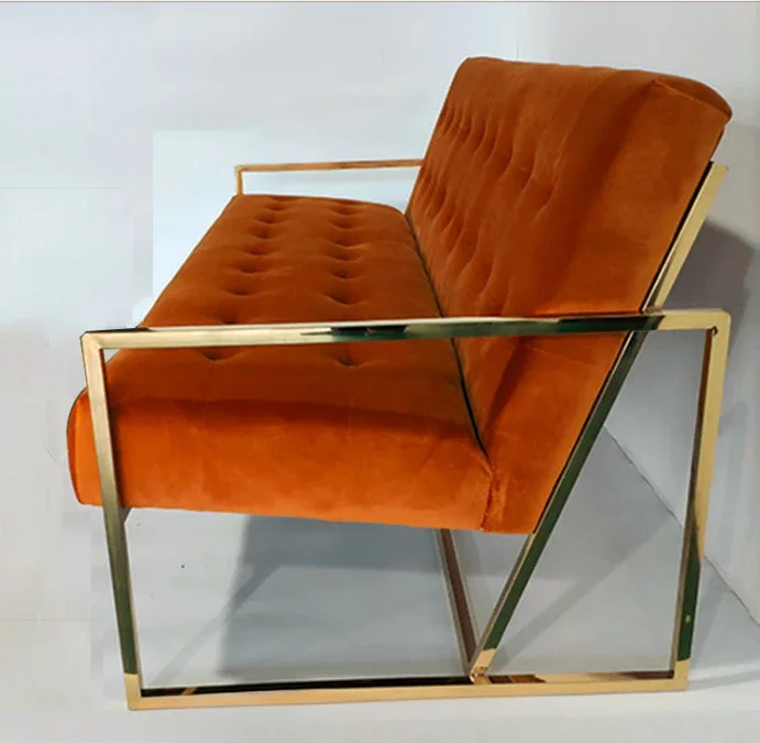 Velvet living room lounge chair with metal frame
Velvet living room lounge chair with metal frame