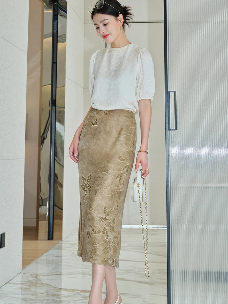 Шелковая юбка ручного цвета, высококачественная шелковая летняя юбка из натурального шелка с цветочной вышивкой для похудения, одношаговая летняя юбка с разрезом для женщин
Шелковая юбка ручного цвета, высококачественная шелковая летняя юбка из натурального шелка с цветочной вышивкой для похудения, одношаговая летняя юбка с разрезом для женщин