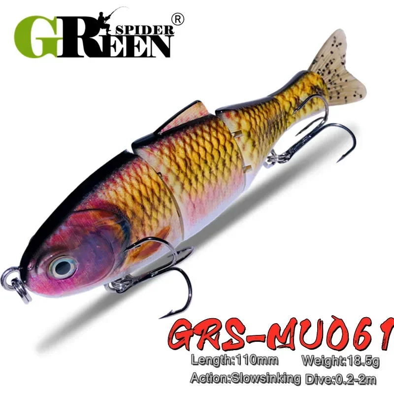 GREENSPIDER New 110mm 18.5g Multi-joint Bait Hard Body Slowsinking Bass Pike Fishing Bait Tackle Swimbait Fishing Lures
GREENSPIDER New 110mm 18.5g Multi-joint Bait Hard Body Slowsinking Bass Pike Fishing Bait Tackle Swimbait Fishing Lures