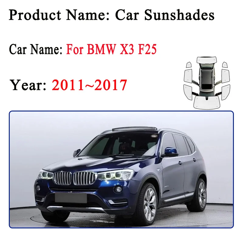 Car Sunshades For BMW X3 F25 2011-2017 2015 Full Coverages Sun Shade Anti-UV Windshield Cover Reflective Visors Auto Accessories
Car Sunshades For BMW X3 F25 2011-2017 2015 Full Coverages Sun Shade Anti-UV Windshield Cover Reflective Visors Auto Accessories