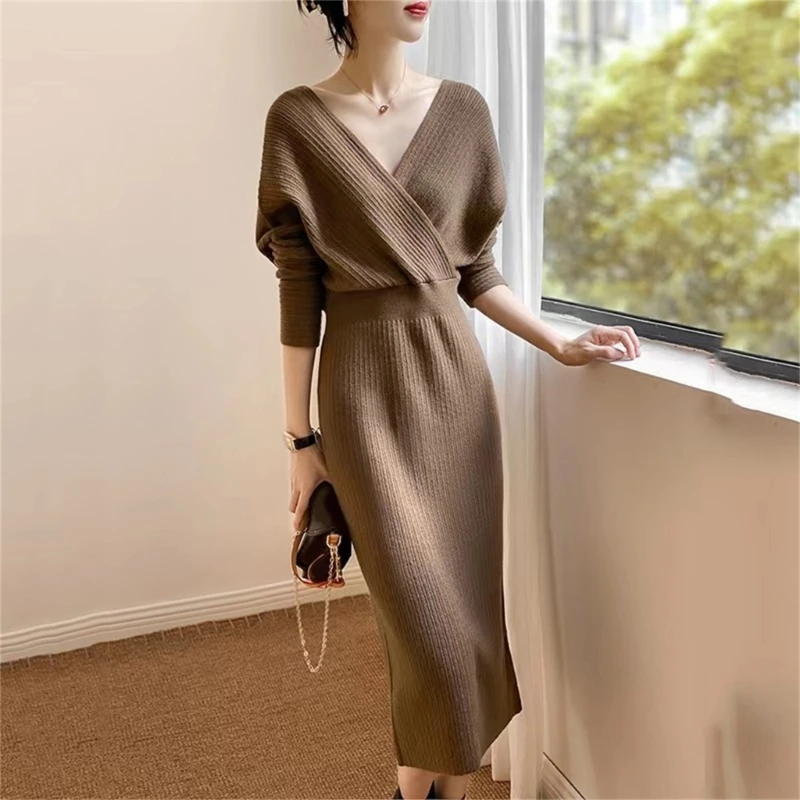 Women's V Neck Cable Knit Sweater Dress Long Sleeve Bodycon Pullover Maxi Dress 066C
Women's V Neck Cable Knit Sweater Dress Long Sleeve Bodycon Pullover Maxi Dress 066C