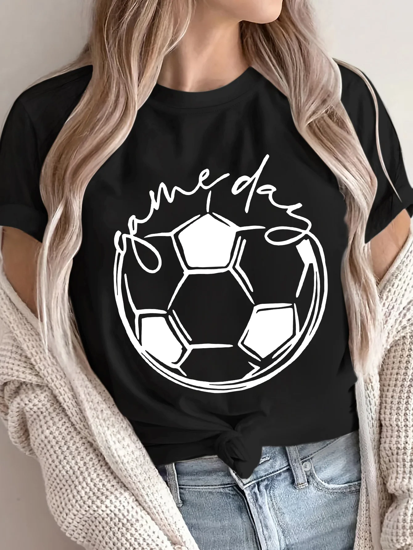 Women's Soccer Graphic Print T-Shirt Round Neck Short Sleeve Cotton Tees Retro Hip Hop Y2k T-shirt Summer Tops Women Clothing
Women's Soccer Graphic Print T-Shirt Round Neck Short Sleeve Cotton Tees Retro Hip Hop Y2k T-shirt Summer Tops Women Clothing