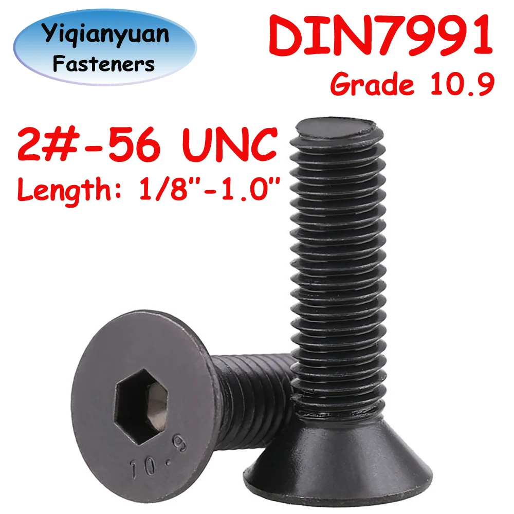 Yiqianyuan DIN7991 2#-56 UNC Grade 10.9 Alloy Steel Hexagon Socket Countersunk Head Cap Screws Black Oxide Allen Key Flat Bolts
Yiqianyuan DIN7991 2#-56 UNC Grade 10.9 Alloy Steel Hexagon Socket Countersunk Head Cap Screws Black Oxide Allen Key Flat Bolts