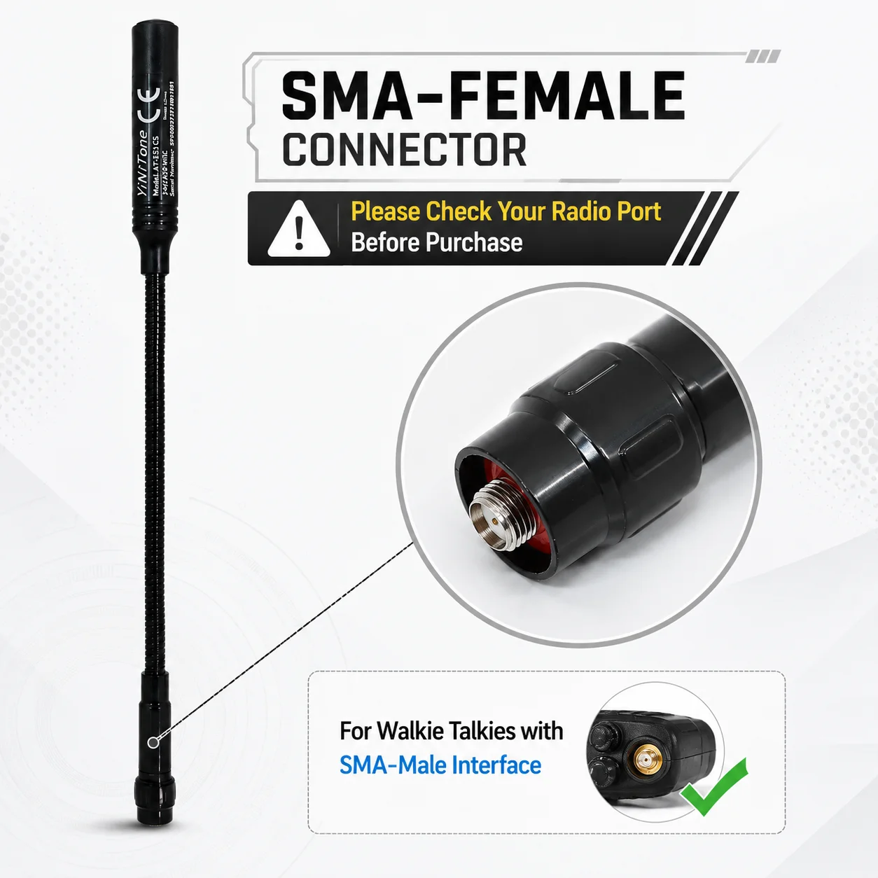 AT-33G Tactical CS Antenna, 12.38 Inch Bendable Gooseneck Dual Band VHF UHF 144/430MHz SMA-Female Antenna for Baofeng UV-5R
AT-33G Tactical CS Antenna, 12.38 Inch Bendable Gooseneck Dual Band VHF UHF 144/430MHz SMA-Female Antenna for Baofeng UV-5R