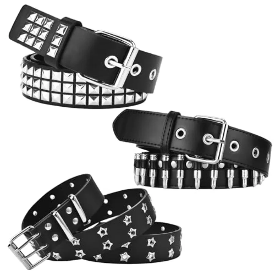 3Pcs Black Studded Belt Y2K Cool Gothic Punk Rock Belts with Grommet Threads Metal Pyramid for Women Men
3Pcs Black Studded Belt Y2K Cool Gothic Punk Rock Belts with Grommet Threads Metal Pyramid for Women Men