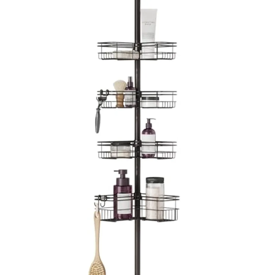 Tension Pole Shower Caddy Corner Organizer, Adjustable Standing Shower Caddy with 4 L-shaped Baskets and Hooks, Rust Resistant
Tension Pole Shower Caddy Corner Organizer, Adjustable Standing Shower Caddy with 4 L-shaped Baskets and Hooks, Rust Resistant