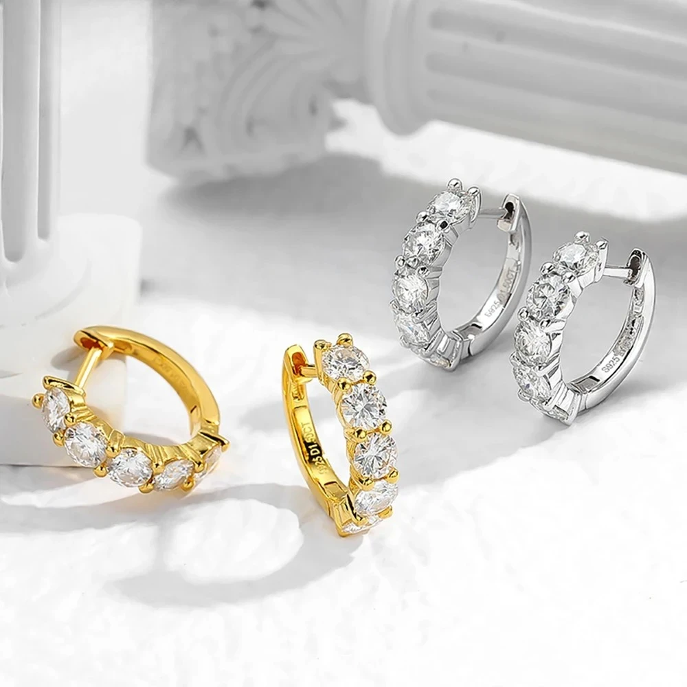 4mm D Color Moissanite Earrings For Women Gift 100% S925 Sterling Silver Plated 18K Sparkling Lab Diamond Hoop Earrings
4mm D Color Moissanite Earrings For Women Gift 100% S925 Sterling Silver Plated 18K Sparkling Lab Diamond Hoop Earrings