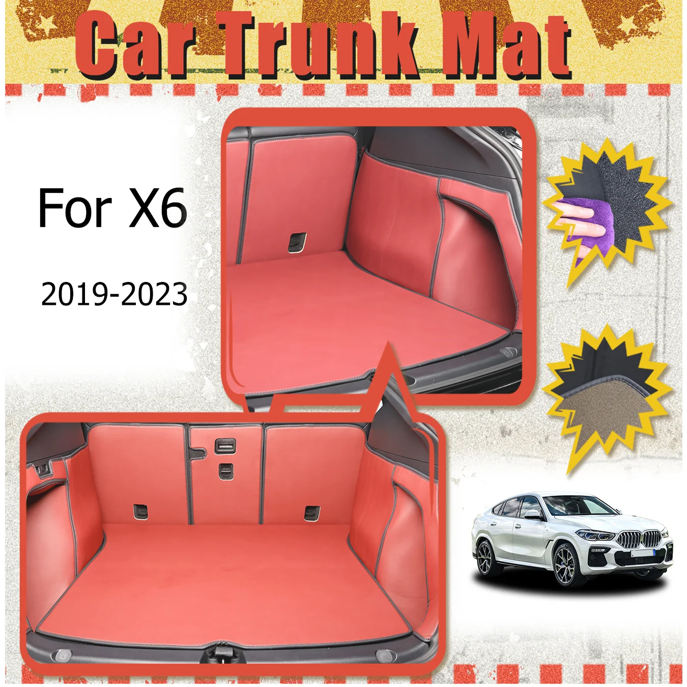 For BMW For X6 2019-2023 Car Trunk Mat Full Encirclement thickened three-layer PVC anti-slip wear-resistant waterproof
For BMW For X6 2019-2023 Car Trunk Mat Full Encirclement thickened three-layer PVC anti-slip wear-resistant waterproof