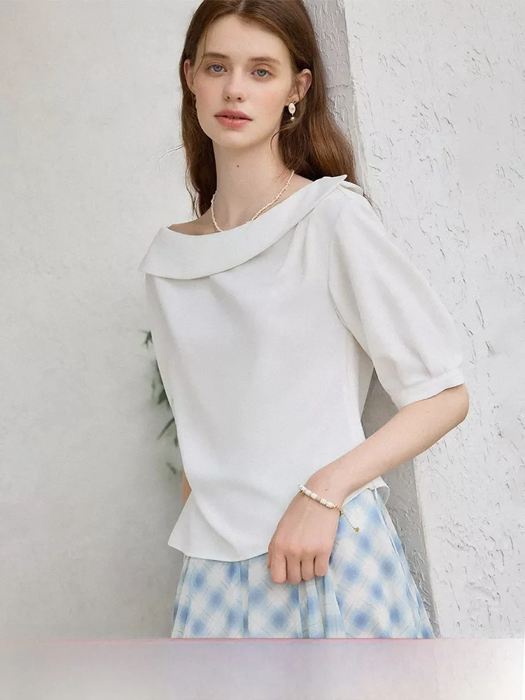 Vivian Fan Irregular Collar Slim Fit Design Sense Shirt Summer New Pleated Elegant Top Polyester Fiber Commuter Style Short S...
Vivian Fan Irregular Collar Slim Fit Design Sense Shirt Summer New Pleated Elegant Top Polyester Fiber Commuter Style Short S...