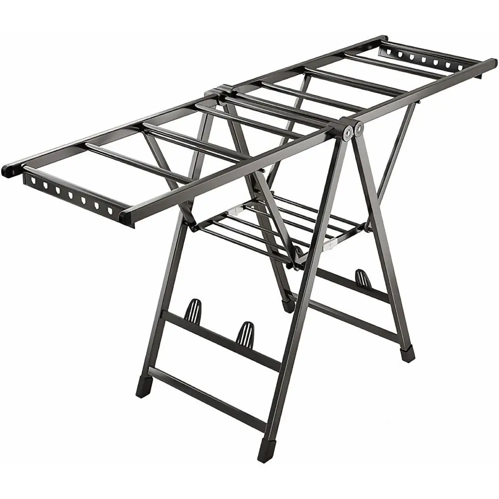 Upgraded 150cm Silver 2-Tier Folding Laundry Drying Rack with Adjustable Wings and Shoe Rack for Indoor/Outdoor Use
Upgraded 150cm Silver 2-Tier Folding Laundry Drying Rack with Adjustable Wings and Shoe Rack for Indoor/Outdoor Use