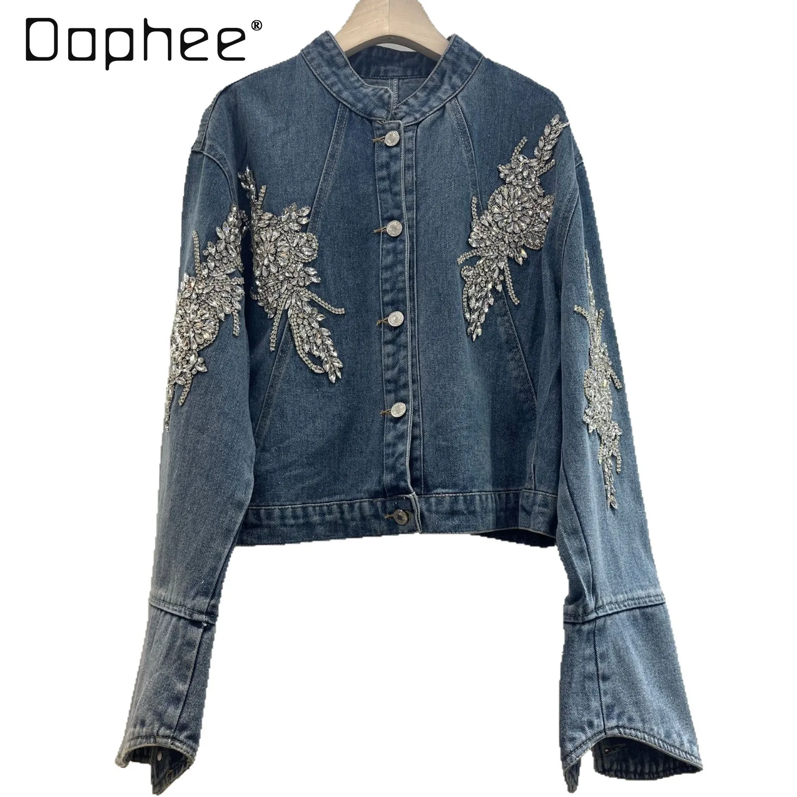Heavy Industry Diamond-encrusted Denim Jacket Women's Short 2025 Summer New Loose European Stand-up Collar Long-sleeved Top 
Heavy Industry Diamond-encrusted Denim Jacket Women's Short 2025 Summer New Loose European Stand-up Collar Long-sleeved Top