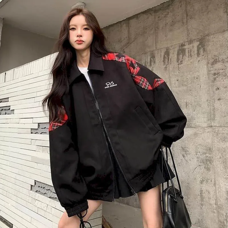 Pop Jackets For Women Korean Style Loose Baseball Jackets Patchwork Polo-neck Hoodies Cardigans Long Sleeve Vintage Coats Women
Pop Jackets For Women Korean Style Loose Baseball Jackets Patchwork Polo-neck Hoodies Cardigans Long Sleeve Vintage Coats Women