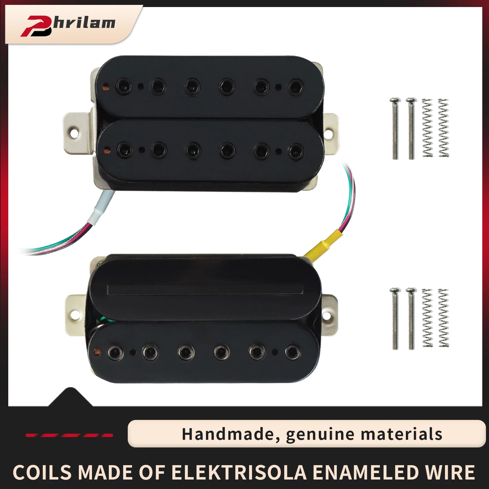 Alnico 5 Electric Guitar Neck Pickup Humbucker, Pole Piece/Rail Humbucker Electric Guitar Bridge Pickup, black
Alnico 5 Electric Guitar Neck Pickup Humbucker, Pole Piece/Rail Humbucker Electric Guitar Bridge Pickup, black