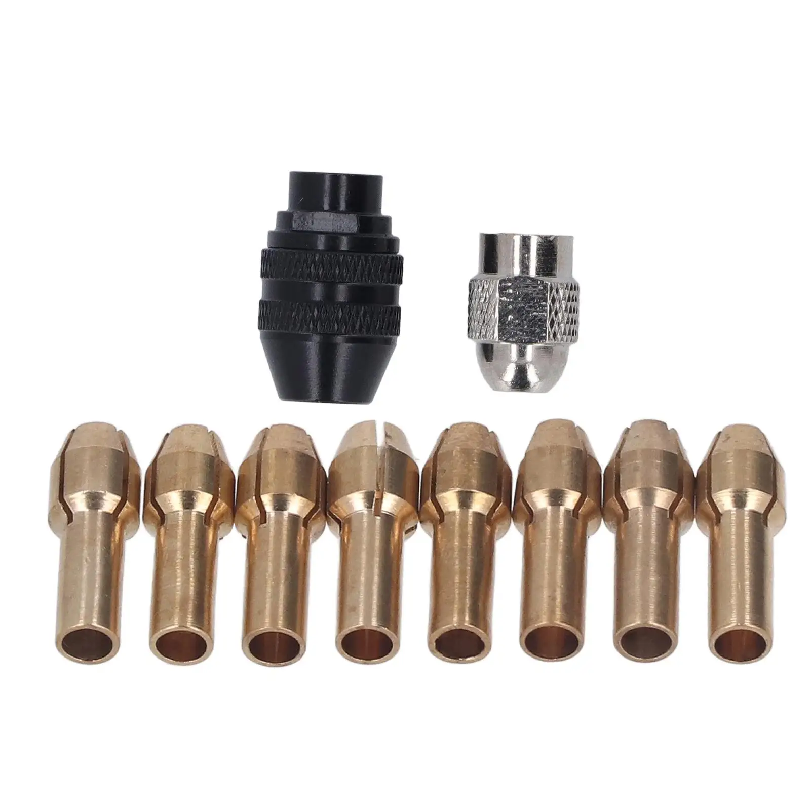 Keyless Drill Chuck Adapter Set for 1/32in to 1/8in with 8 Sizes of Brass Collets for Precision Drilling
Keyless Drill Chuck Adapter Set for 1/32in to 1/8in with 8 Sizes of Brass Collets for Precision Drilling
