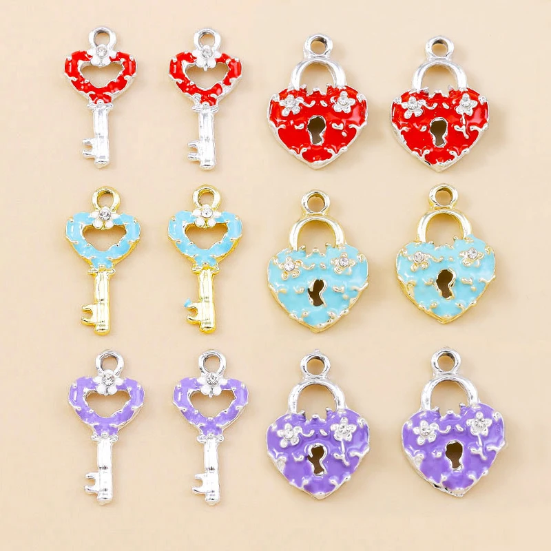 Leslie 10pcs Alloy 3 colors Enamel Heart Lock Key Charms Pendants for Necklaces Bracelet Drop Earrings Jewelry Making Crafts
Leslie 10pcs Alloy 3 colors Enamel Heart Lock Key Charms Pendants for Necklaces Bracelet Drop Earrings Jewelry Making Crafts